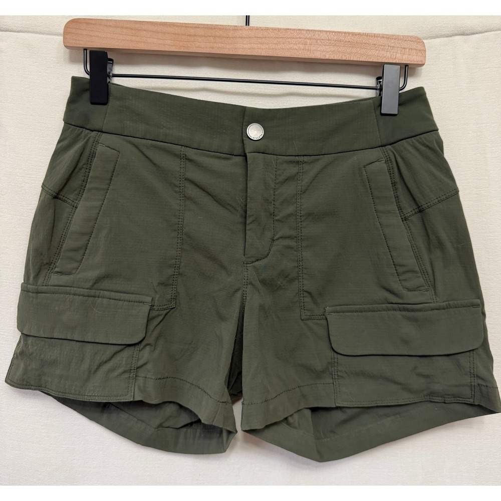 Athleta Womens Cargo Shorts Green Ripstop Nylon Hiking Utility Gorpcore 4